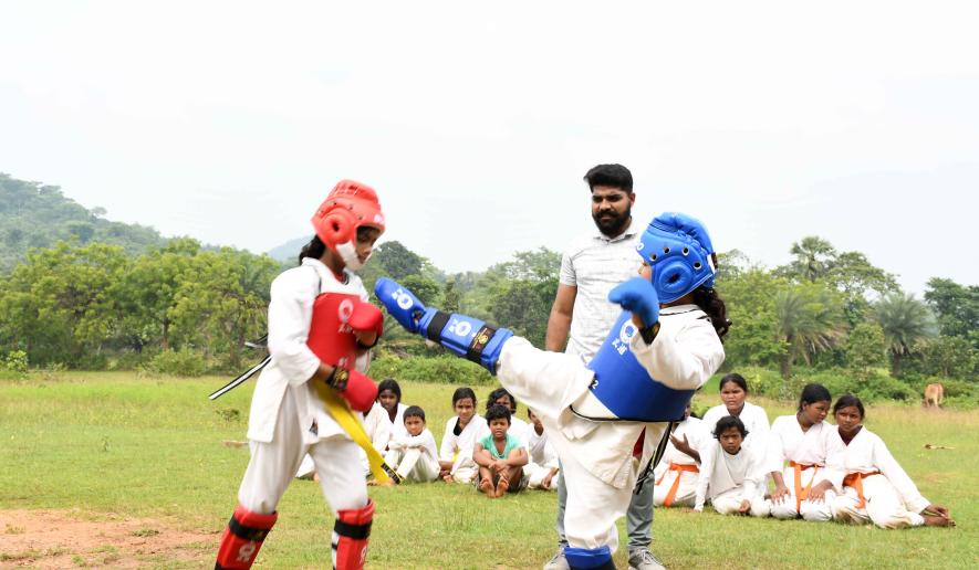 Ongoing self-defence training at Keliapathar village under Ranibandh Block, Bankura,  in Bengal’s Jangalmahal.