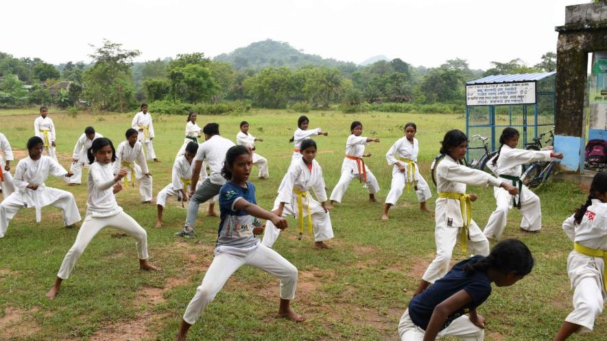 Ongoing self-defence training at Keliapathar village under Ranibandh Block, Bankura,  in Bengal’s Jangalmahal.