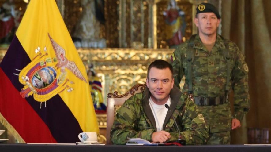 President Daniel Noboa at the Cabinet meeting in January. Photo: Ecuadorian Presidency