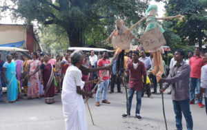 protesters burnt effigies.